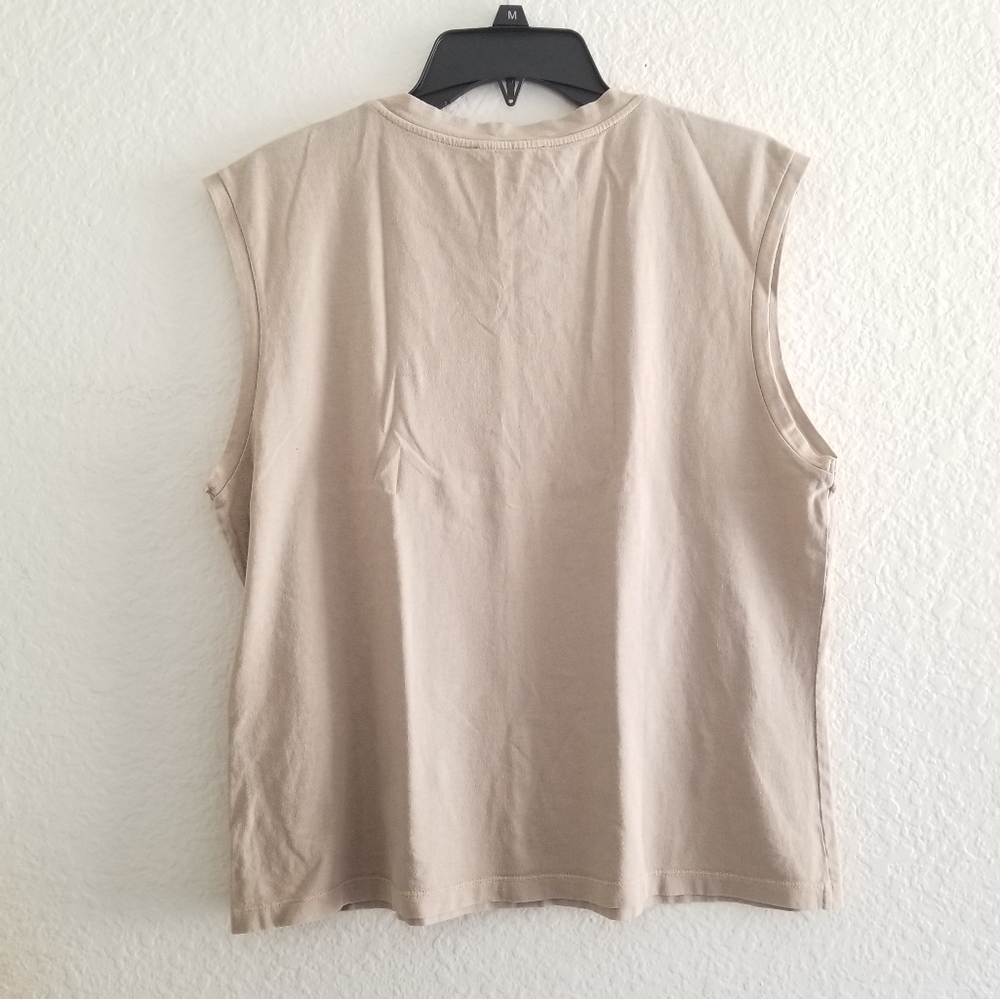 Maje Printed Cotton Tank Top Size 2 US 6 Gray Khaki - Picture 5 of 10